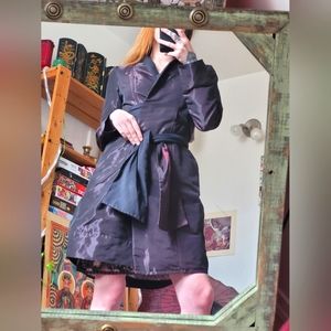 Sarah Pacini  black and burgundy trench coat